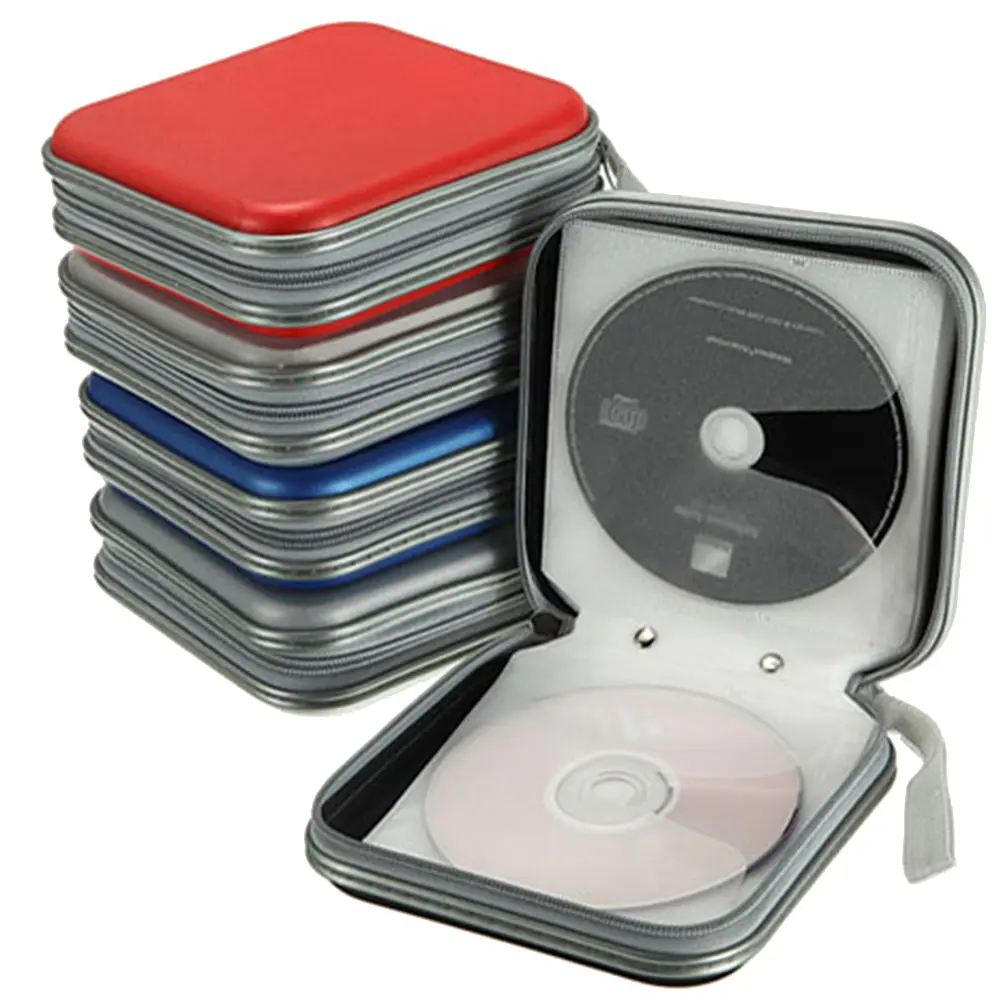 Portable 40Pcs Capacity Disc CD DVD VCD Wallet Storage Organizer Case Holder Album Box Cases with Zipper Bags
