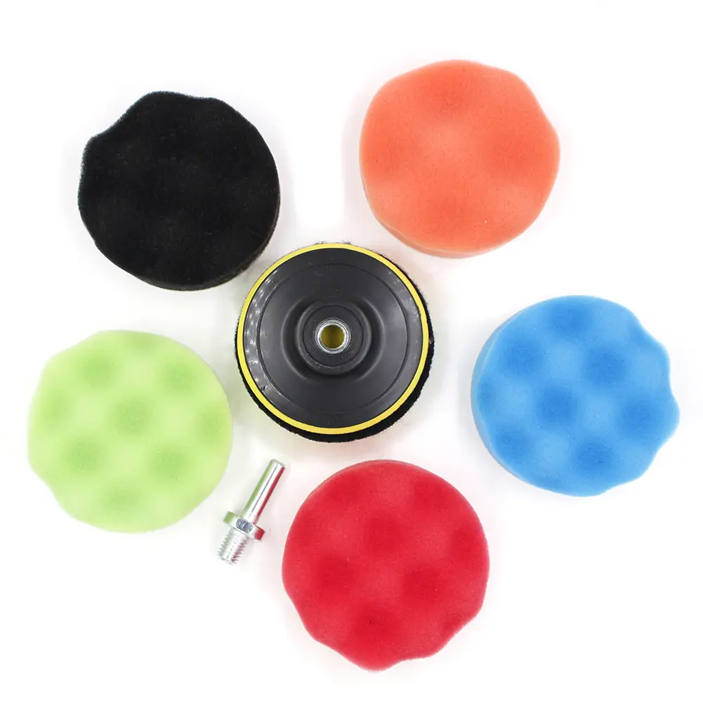 8Pcs/Set Polishing Pad Car Polishing Disc 3/5/6/7 Inch Car Sponge Polishing Pad Kit for Car Polisher Drill Adapter