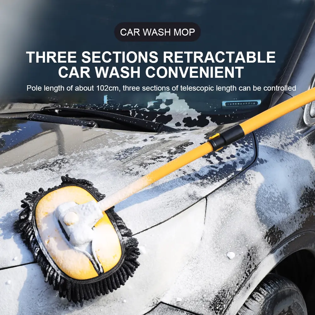 Car Wash Brush Telescoping Auto Washing Mop Long Handle Vehicle Care Cleaner Chenille Car Maintenance Tools