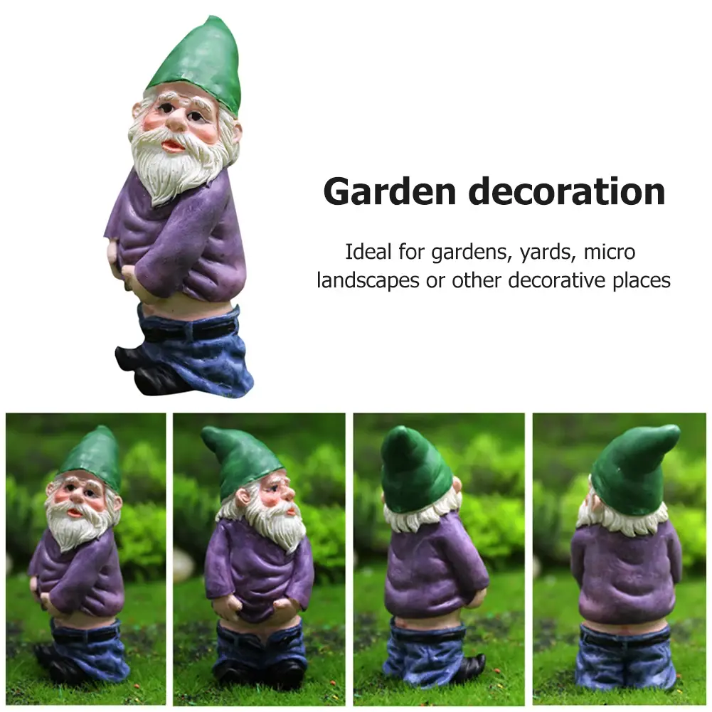 1pc Fairy Garden Drunk Gnomes Miniature Ornaments Set Mini Dwarf Bonfire Statues for Planter Flowerpot Decor Accessories