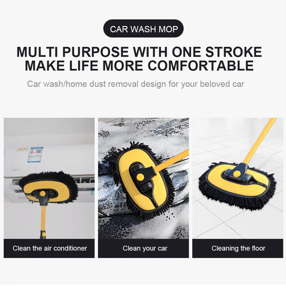 Car Wash Brush Telescoping Auto Washing Mop Long Handle Vehicle Care Cleaner Chenille Car Maintenance Tools