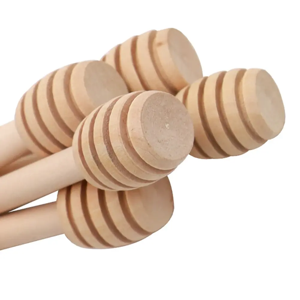 1-5Pcs Honey Dipper Stick Long Handle Wood Honey Mixer Stir Practical Bar Spoon Dispense Drizzle Honey Mixing Stick Kitchen Tool