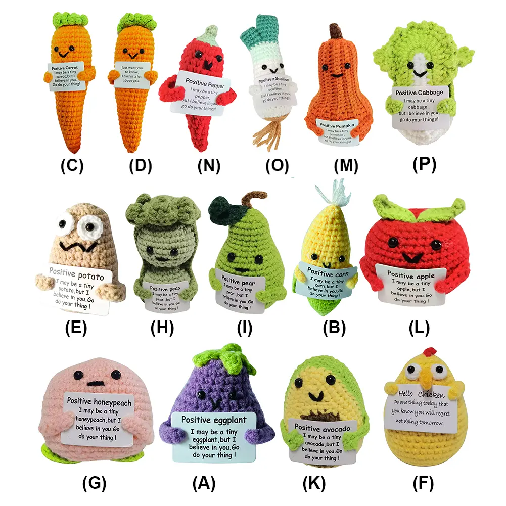 Funny Positive Potato with Positive Card Cute Crochet Potato Inspirational Crochet Dolls Home Room Party Decoration