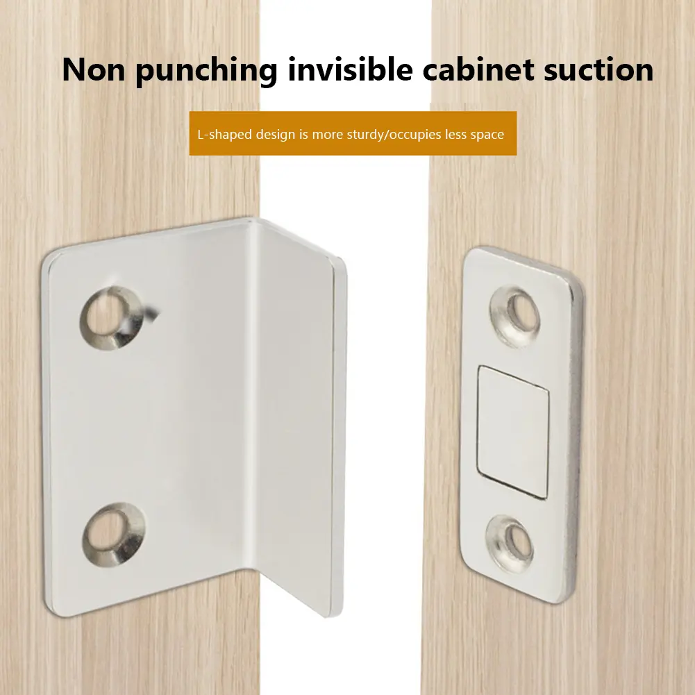 Punch Free Door Stopper Strong Magnetic L-shaped Door Touch Magnetic Suction Ultra Thin Anti Collision Furniture Hardware