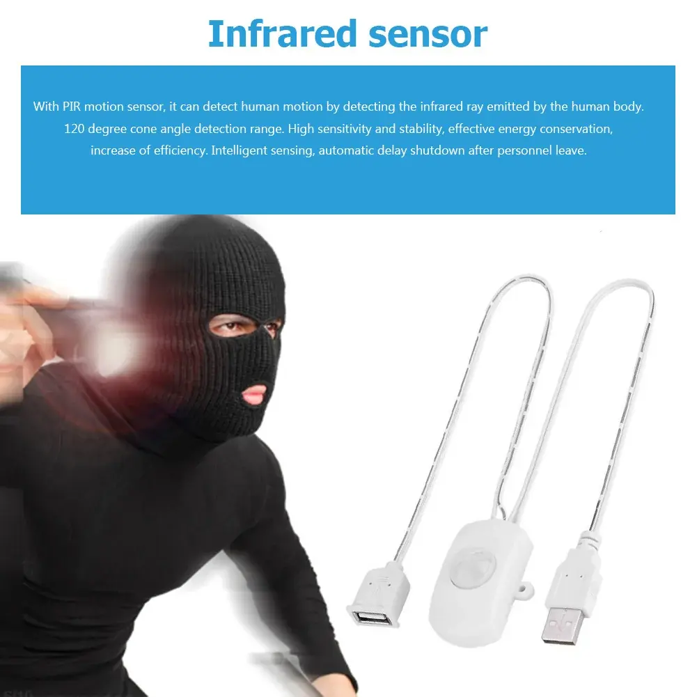 DC 5V-24V USB PIR Motion Sensor Switch Infrared Human Body Motion Detector Switch Adjustable For LED Light Strip Automatic