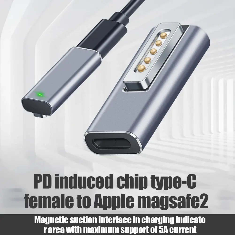 Type-C Female to Magnetic USB PD Fast Charging Adapter Connector Female to Magsafe 3 2 1 for Macbook Air/Pro Charging Adapter
