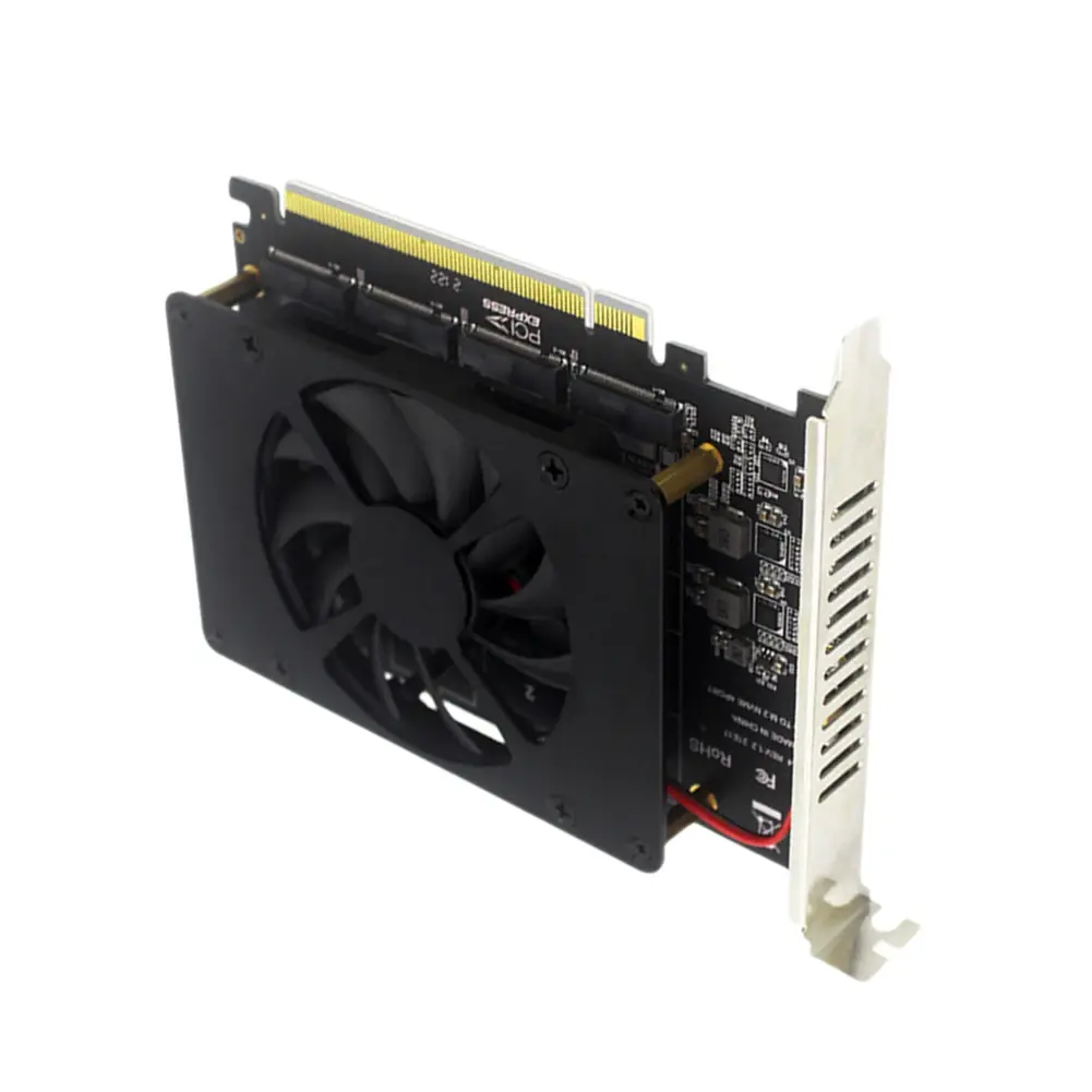 4 Disk M.2 NVME M KEY SSD To PCIe 4.0 X16 Adapter with Heat Sink PCIEX16 NVME M.2 MKEY SSD RAID Array Expansion 4 X 32Gbps
