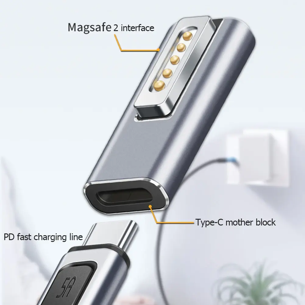 Type-C Female to Magnetic USB PD Fast Charging Adapter Connector Female to Magsafe 3 2 1 for Macbook Air/Pro Charging Adapter