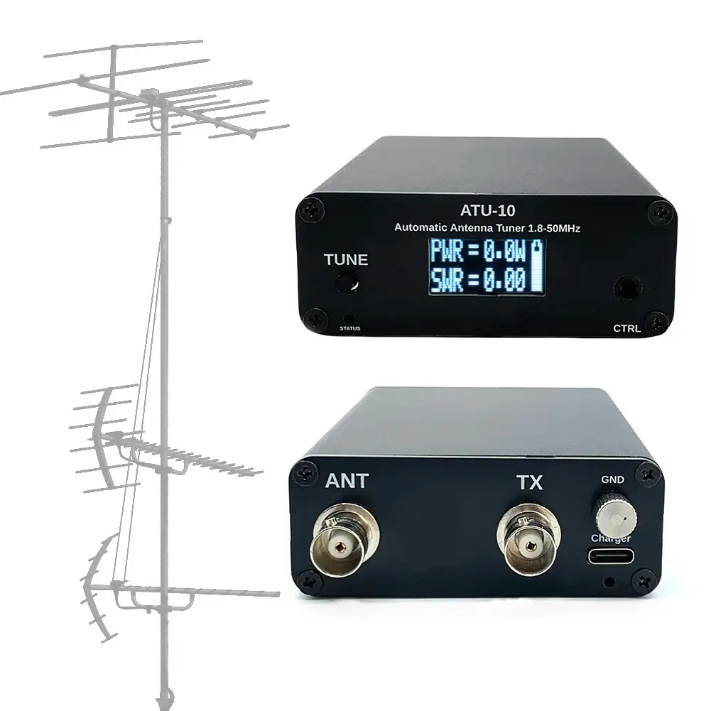 ATU10 QRP Antenna Tuner 1-15W ATU-10 Automatic Antenna Tuner 1.8-50MHz 0.91 inch OLED Display Compatibility with IC-705