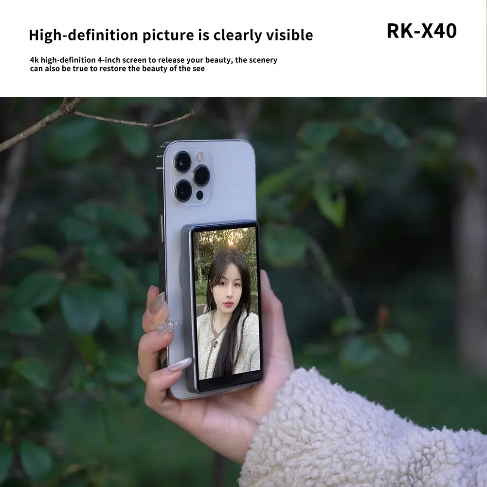 RK-X40 Smartphone Magnetic Monitor Screen Wireless Rear Camera Screen High Definition For Live Streaming Video Recording