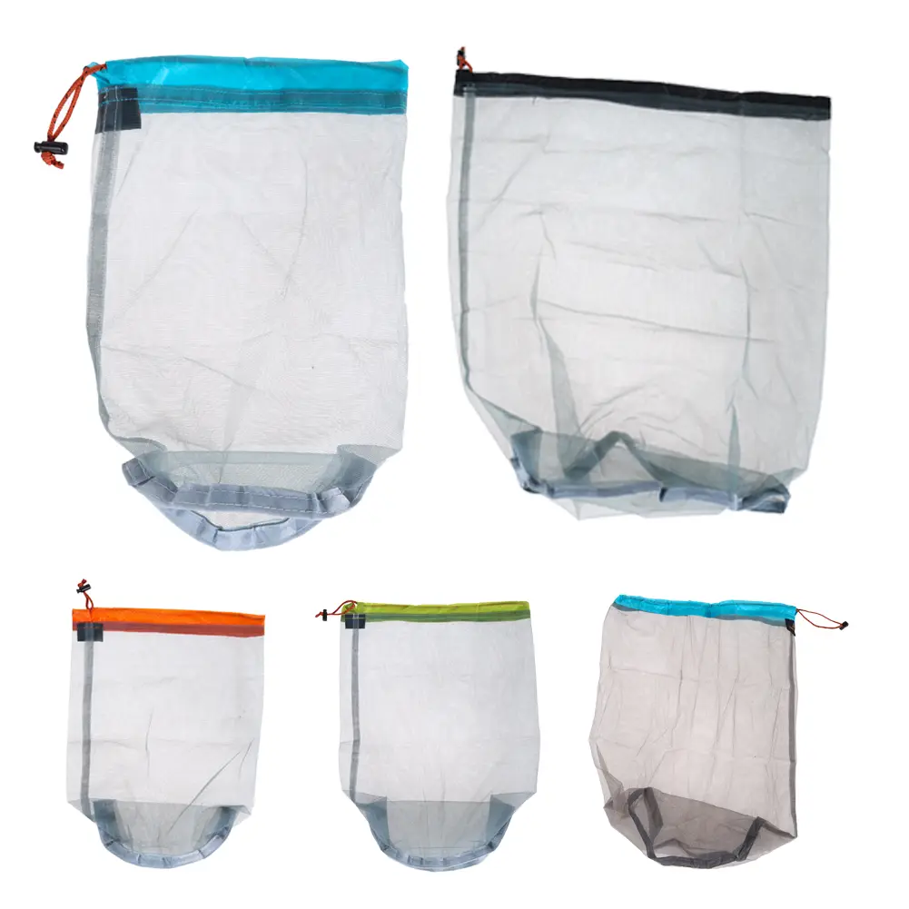 Ultralight Nylon Mesh Sleeping Bag Sacks Ultralight Nylon Mesh Bags Mesh Laundry Bag Traveling Organizer for Travelling Hiking