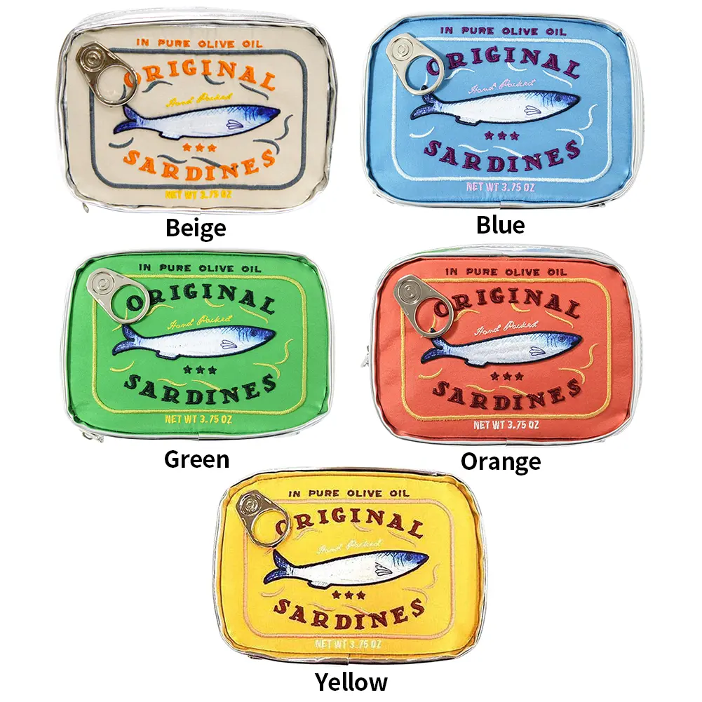 Canned Sardines Style Cosmetic Bag Cute Storage Bag Creative Portable Fashion Zipper Multi-function Soft for Weekend Vacation