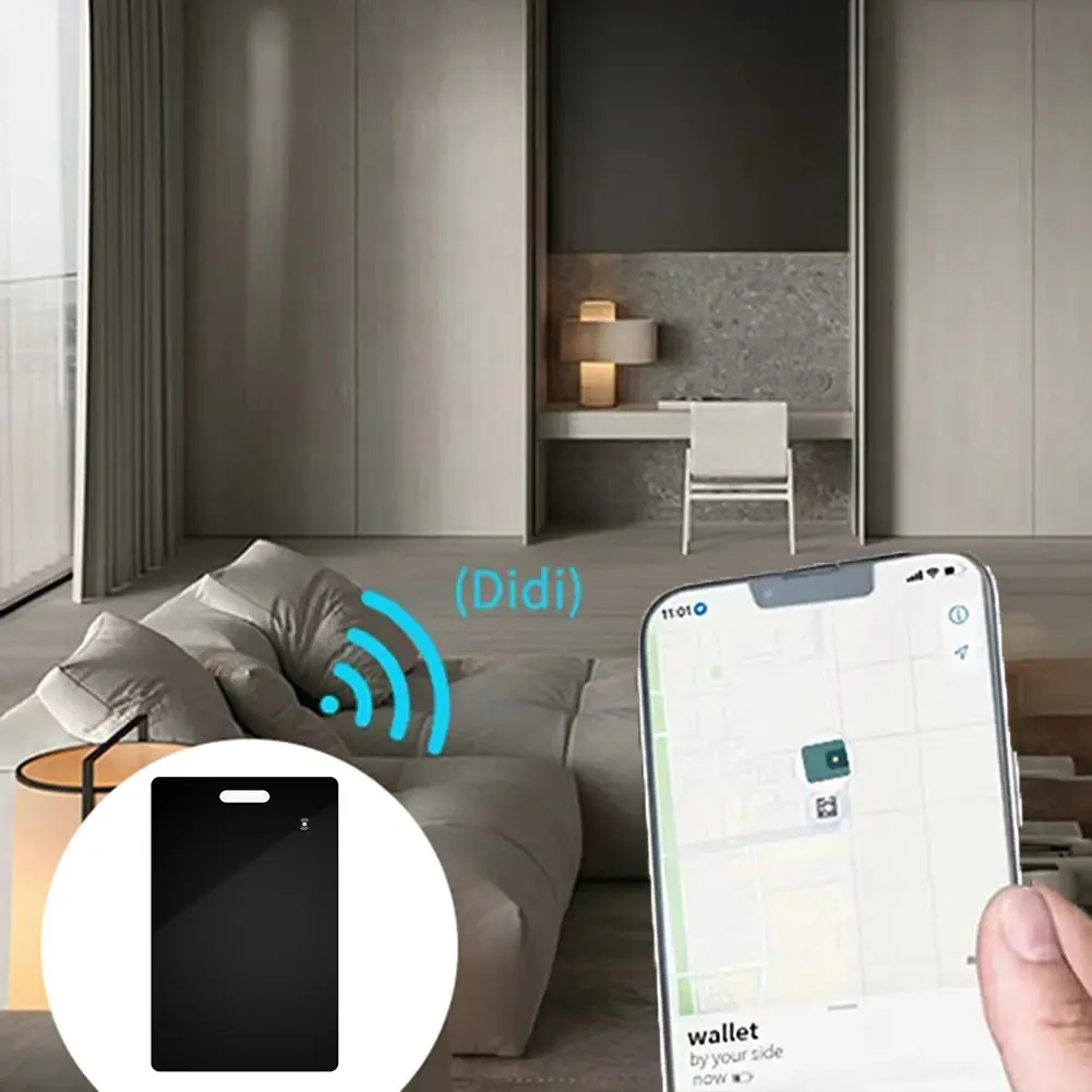 Wallet Tracker Card Compatible for Apple Find My App IP68 Waterproof GPS Item Finder Slim Smart Bluetooth-compatible Tracking