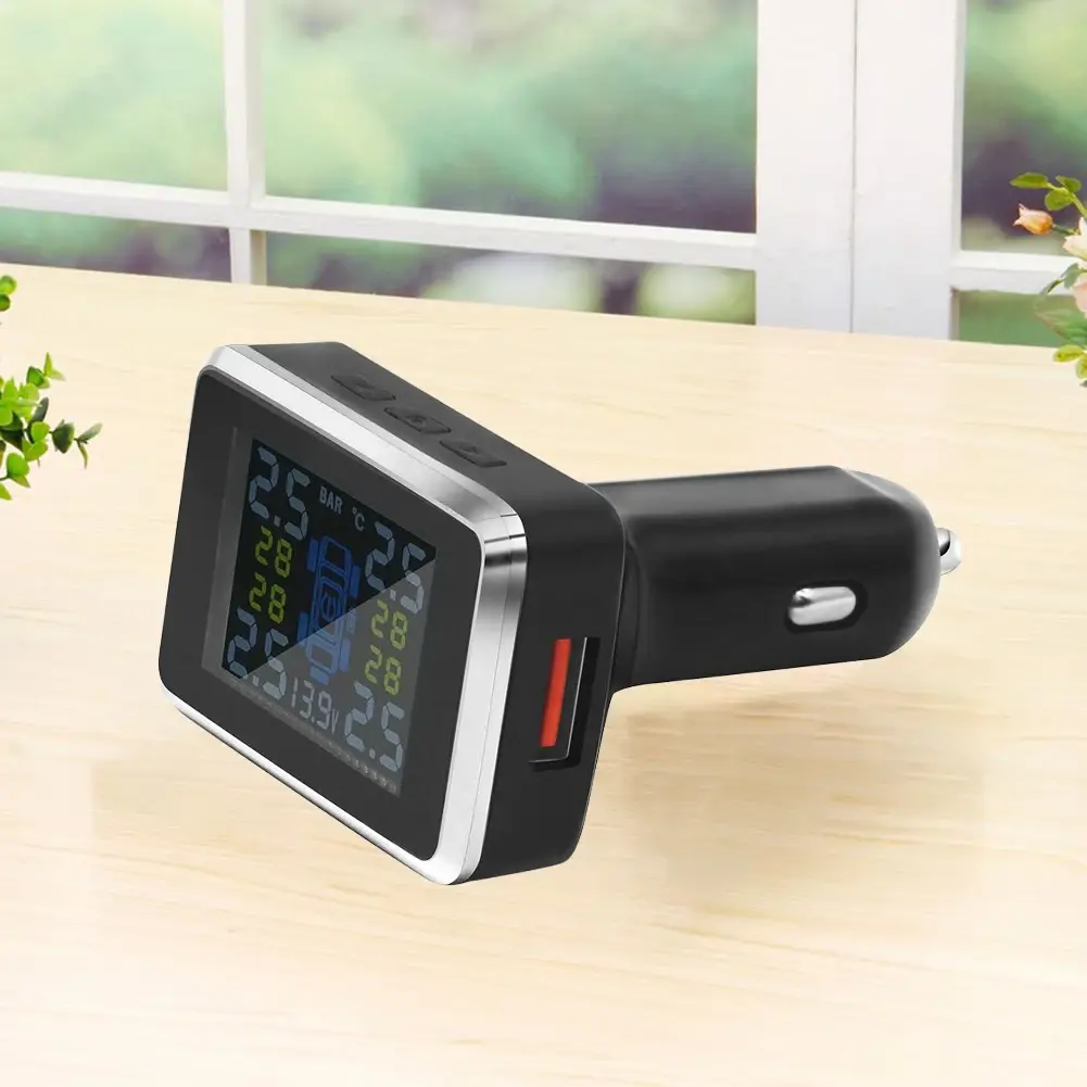 1-2Pc TPMS Monitor Car Tire Pressure Monitoring System LCD Digital Display With 4External Sensor Tyre Pressure Temperature Alarm