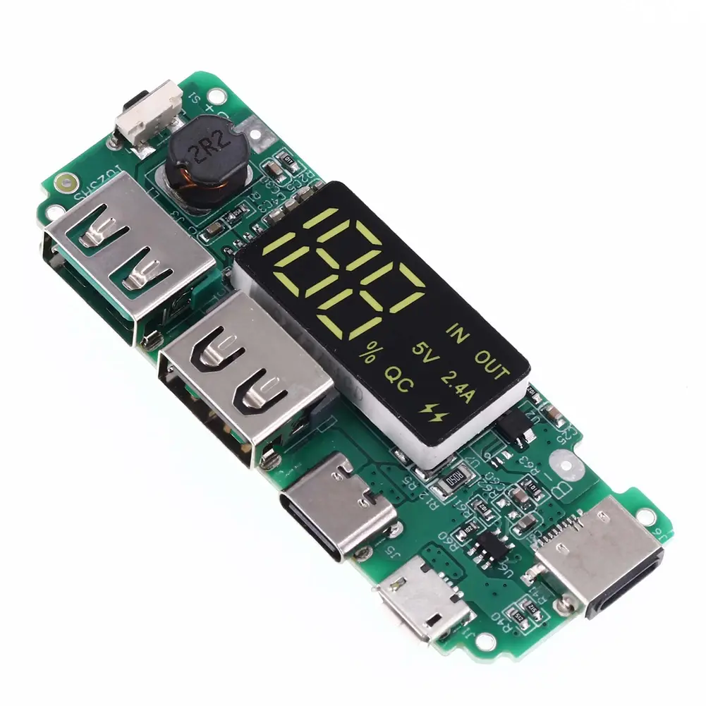 1/2Pcs 18650 Charging Board Lithium Battery Charger 5V2.4A 2A /1A  Dual USB Circuit Board with Overcharge LED Display for DIY
