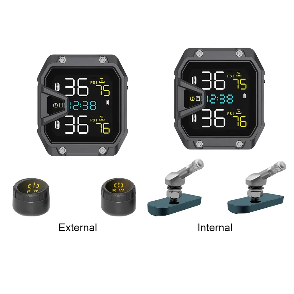 Motorcycle Tire Pressure Monitoring Alarm System with 2 Sensors Wireless Tire Pressure Monitoring System Motorcycle Accessories