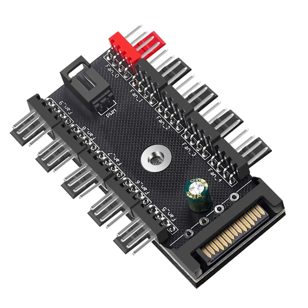 1 to 10 Way PWM Splitter HUB 4 Pin PWM Fan Power Supply Cable SATA Powered PC Case Motherboard Fan Power Extension Cable Cooler