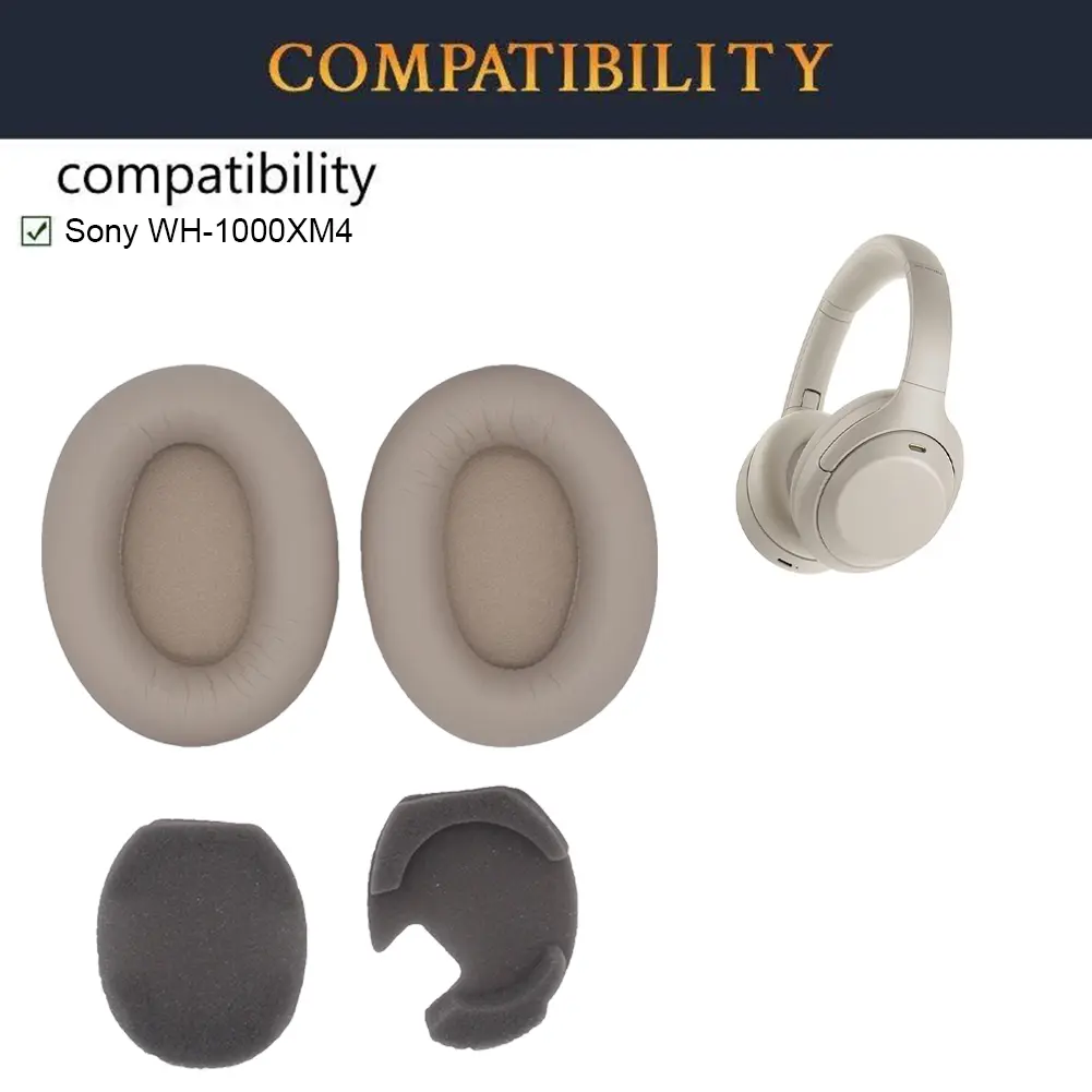 Replacement Ear Pads Cushions for Sony WH-1000XM4 Headphone Memory Foam Ear Cushions Headset Ear Cushions Leather Case