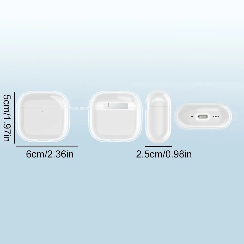 Transparent Protective Case Cover Shockproof TPU Wireless Earphone Cover with Carabiner for Apple AirPods 4 (2024) Charging Case