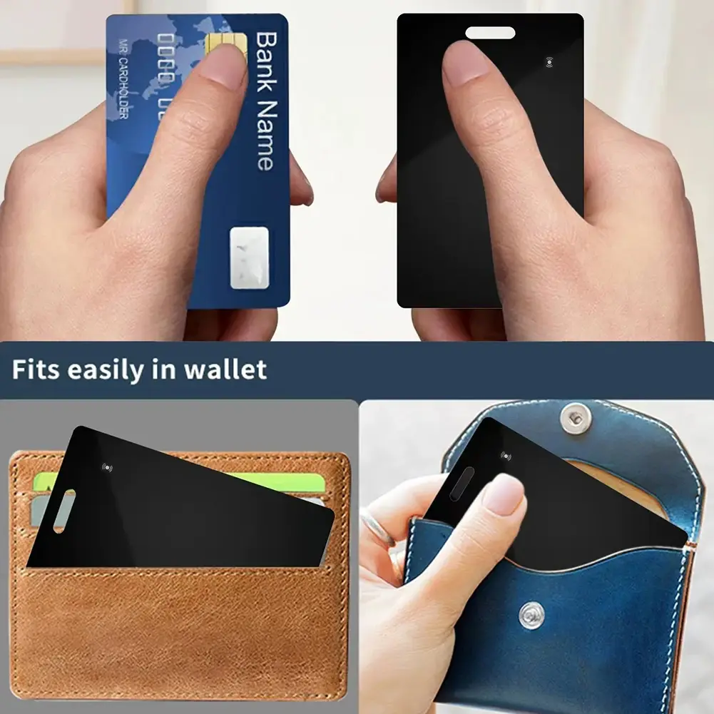 Wallet Tracker Card Compatible for Apple Find My App IP68 Waterproof GPS Item Finder Slim Smart Bluetooth-compatible Tracking