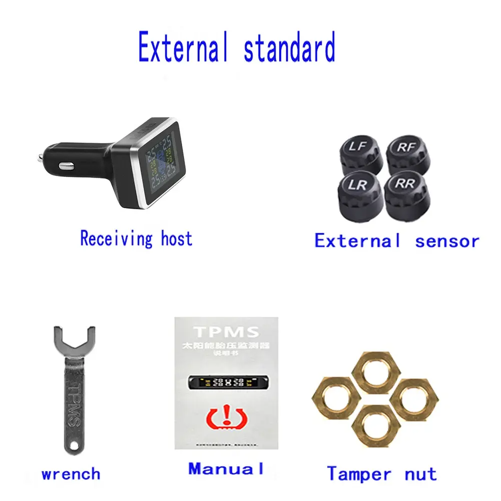 1-2Pc TPMS Monitor Car Tire Pressure Monitoring System LCD Digital Display With 4External Sensor Tyre Pressure Temperature Alarm