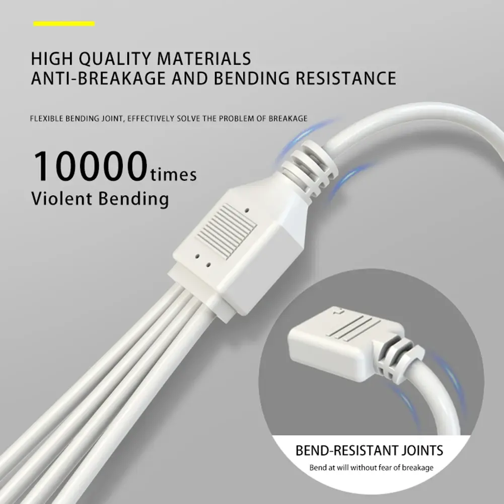 COOLMOON 5V 3PIN ARGB Splitter 1 To 2/3/4 Mainboard ARGB Extension Cable Resistant Extension Fan Connector for CPU Fan PC Case