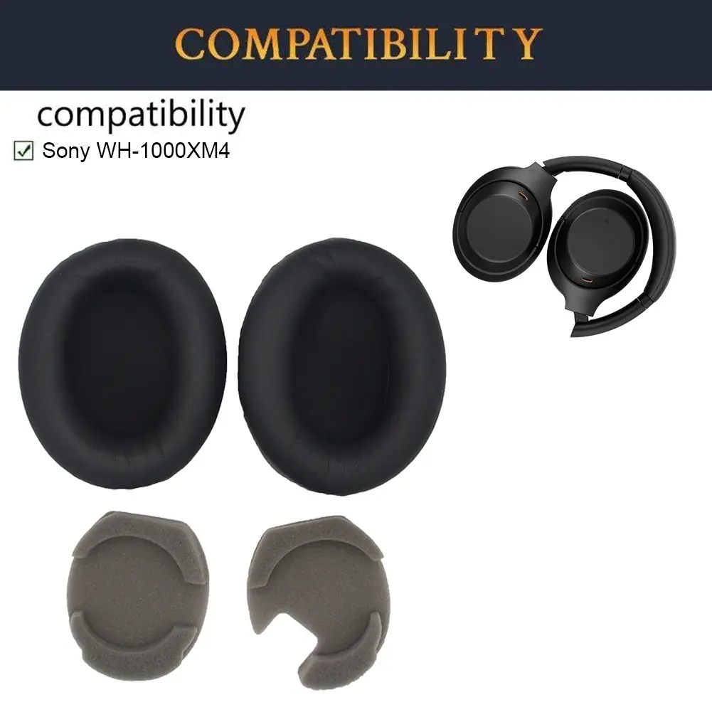 Replacement Ear Pads Cushions for Sony WH-1000XM4 Headphone Memory Foam Ear Cushions Headset Ear Cushions Leather Case