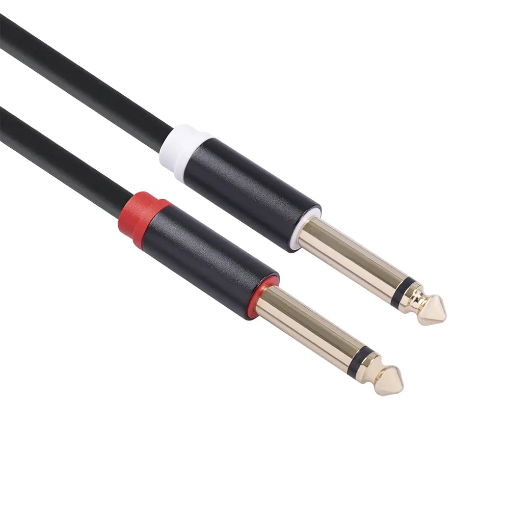 2 RCA Male to Dual 6.35 Jack Male Audio Cable 2 to 2 Connector Converter Adapter Splitter Cord  RCA to 6.35mm Audio Cord Wire