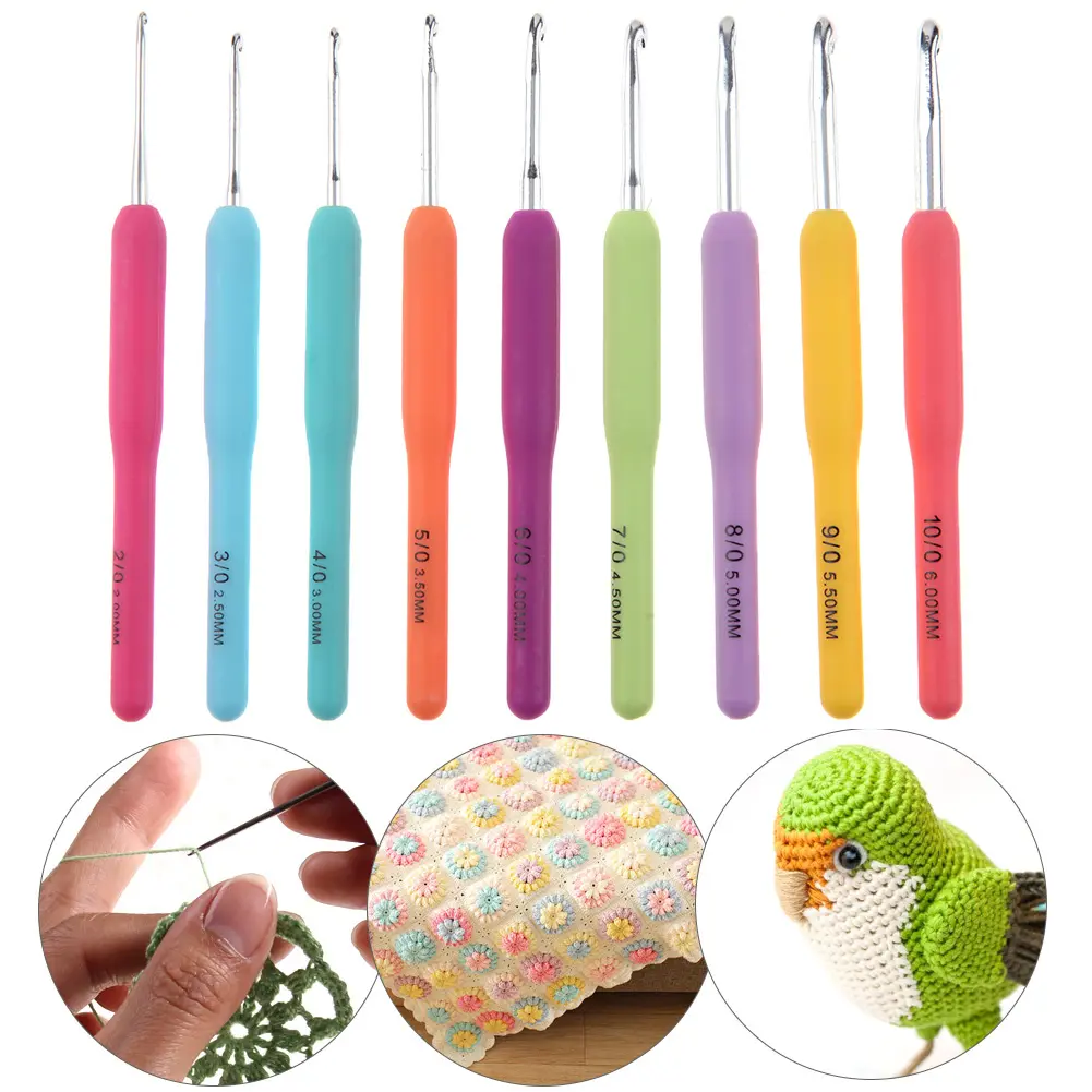 Weave Tools Multicolor Hook Handle Multicolor Knitting Needles 9pcs Needles Weave Crafts for Home Handwork Sewiing
