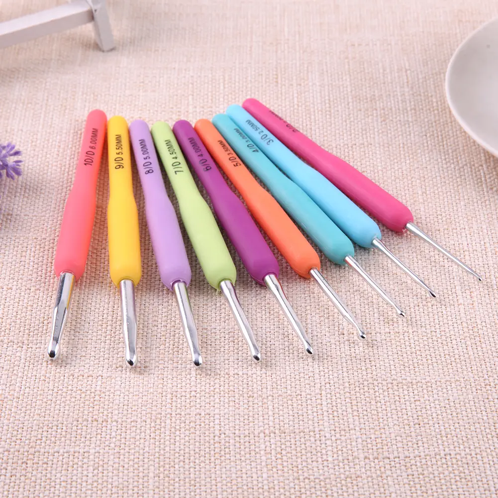 Weave Tools Multicolor Hook Handle Multicolor Knitting Needles 9pcs Needles Weave Crafts for Home Handwork Sewiing