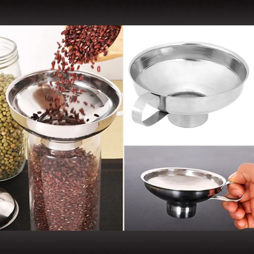 Multi-purpose Stainless Steel Wide Mouth Canning Funnel Thick Salad Dressing Funnel Oil Leak Kitchen Cooking Tools