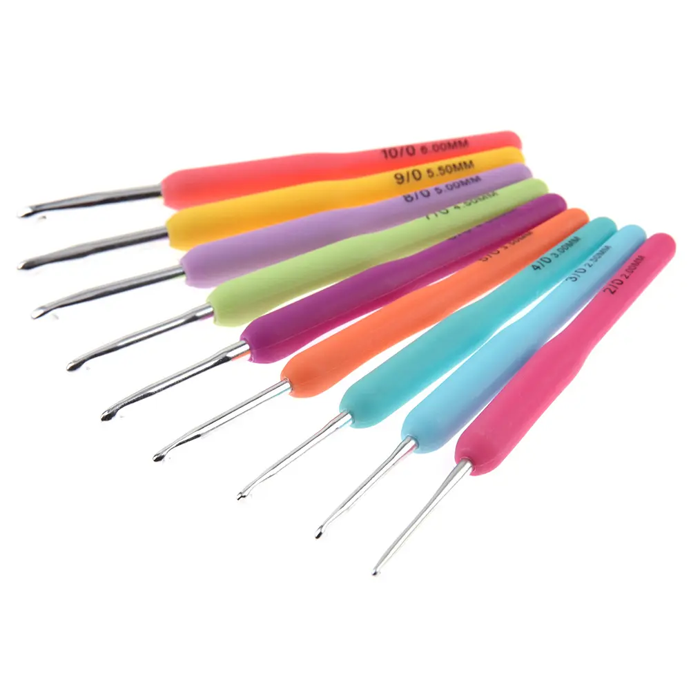 Weave Tools Multicolor Hook Handle Multicolor Knitting Needles 9pcs Needles Weave Crafts for Home Handwork Sewiing