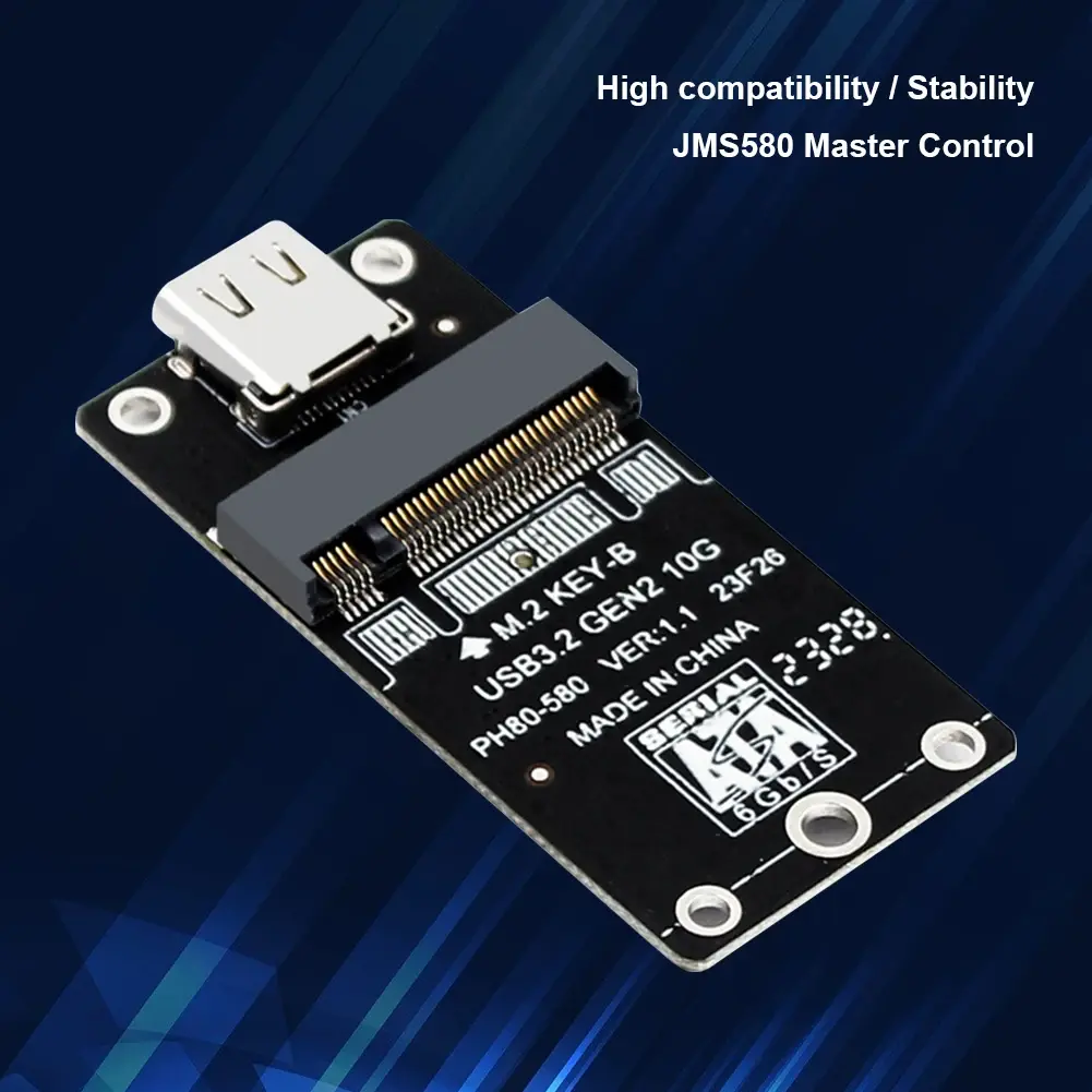NVME M.2 To Type-C HDD Enclosure Interposer Board JMS583 Master Chip USB3.2 10Gbps Hard Disk Adapter for 2230 2242 2260 2280 SSD