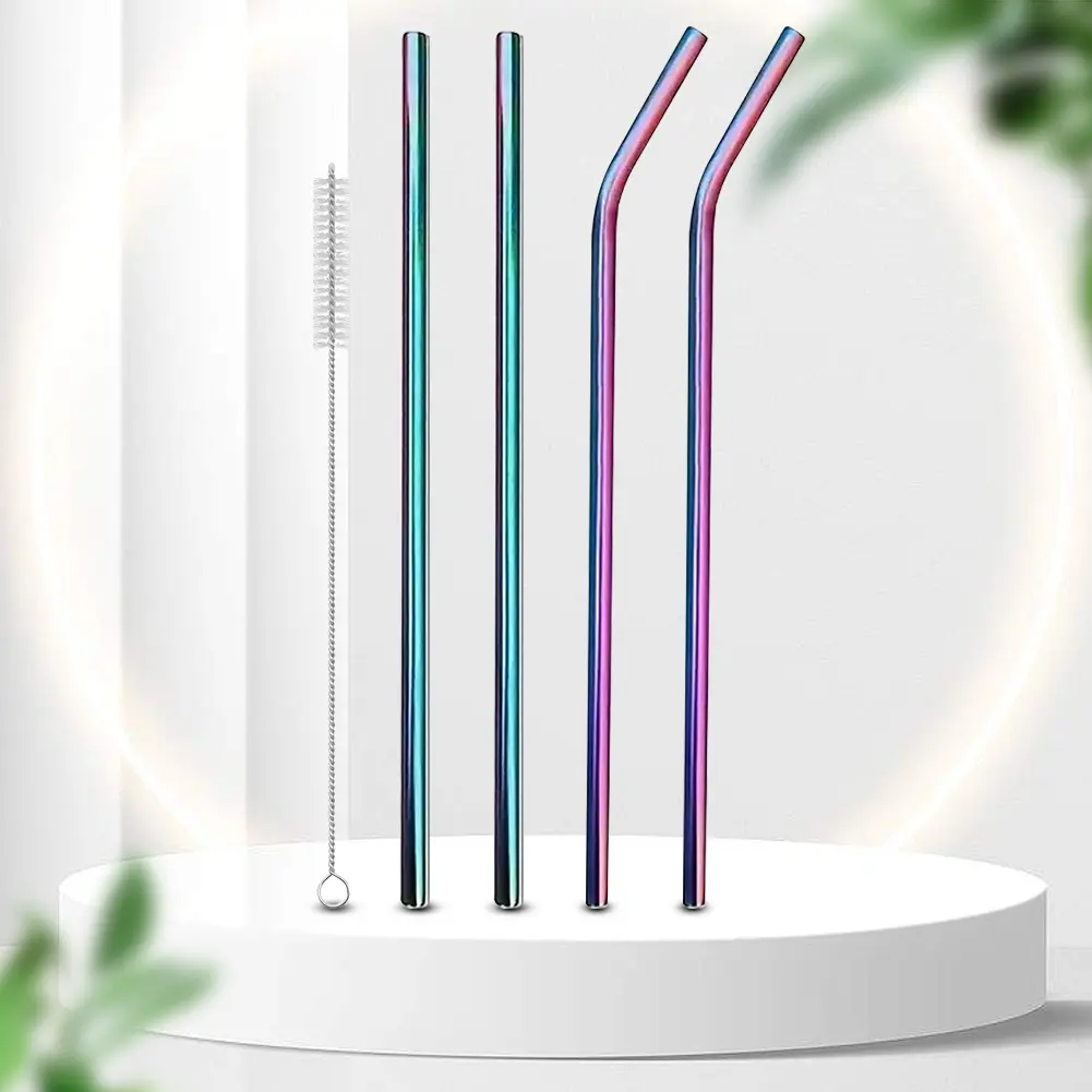 4Pcs Stainless Steel Straw with Straw Brush Replacement Straw Long Straws for Stanley 40oz Cup Accessories