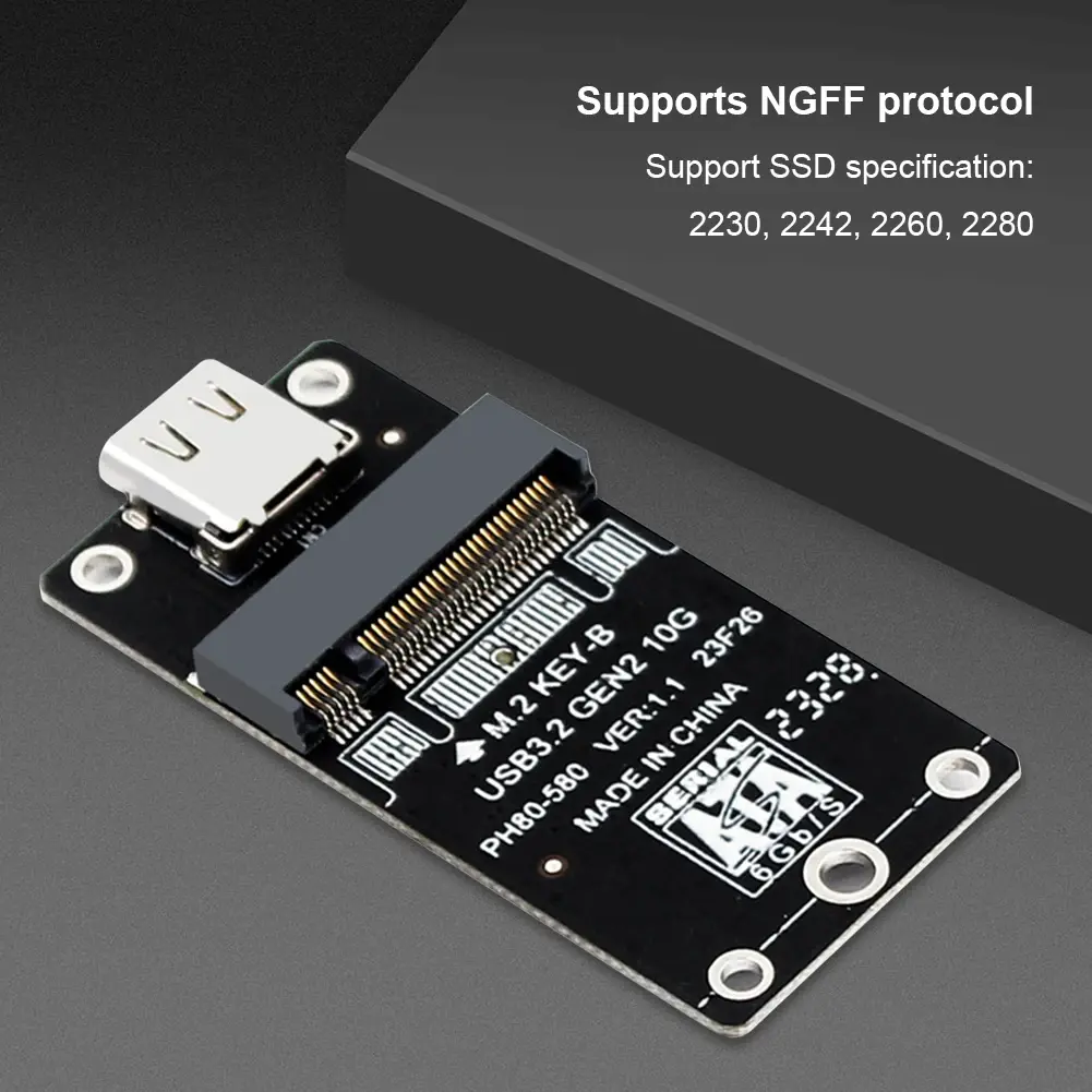 NVME M.2 To Type-C HDD Enclosure Interposer Board JMS583 Master Chip USB3.2 10Gbps Hard Disk Adapter for 2230 2242 2260 2280 SSD