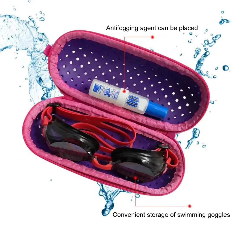Swim Goggle Case Goggles Protective Case with Clip & Drain Holes Zipper Eyeglasses Case Portable Breathable for Men Women Kids