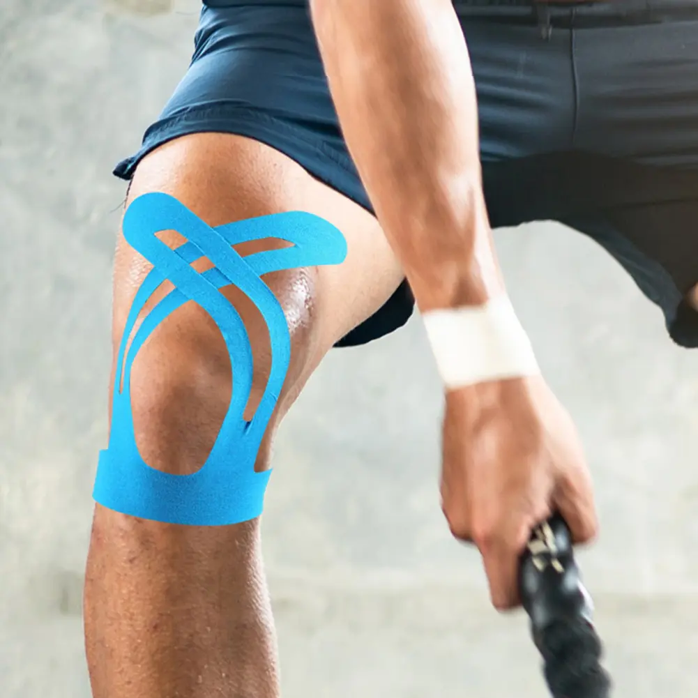 5Pcs Precut Kinesiology Tape Breathable Knee Athletic Tape Sports Protection Patches for Knee Support & Stability