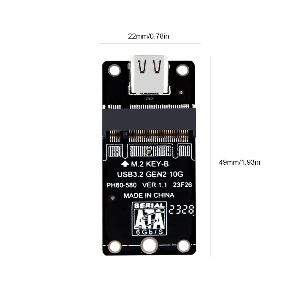 NVME M.2 To Type-C HDD Enclosure Interposer Board JMS583 Master Chip USB3.2 10Gbps Hard Disk Adapter for 2230 2242 2260 2280 SSD