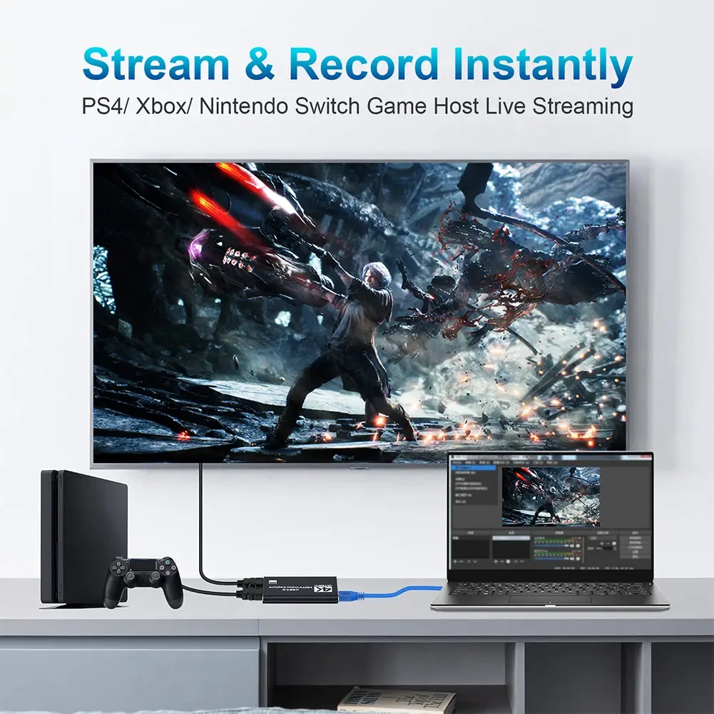 Video Capture Card Box 4K HDMI-Compatible Capture Card 4K 60Hz 30Hz 1080P 60FPS for Streaming for PS4 PC Game Capture Card