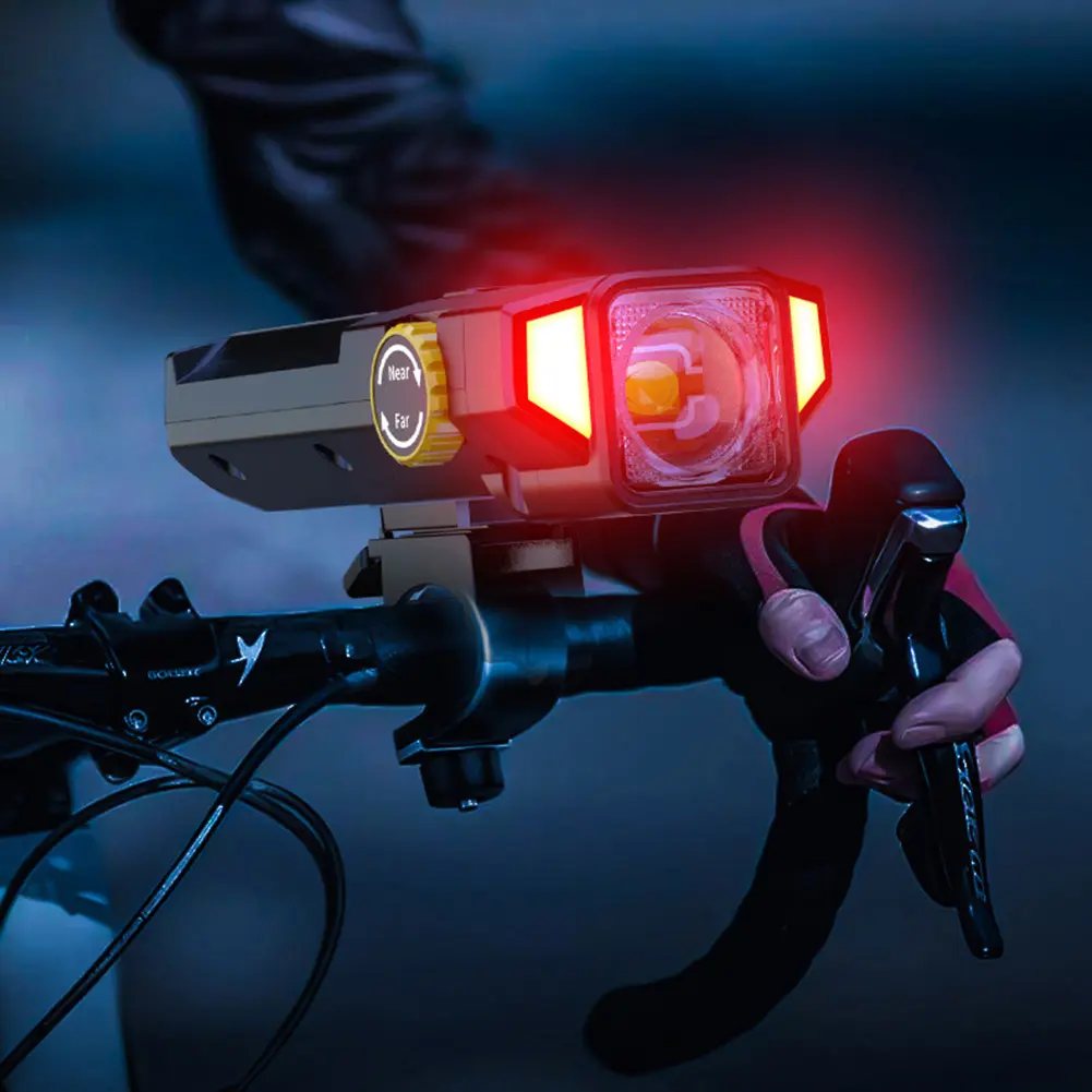 Solar Bicycle Headlight USB Rechargeable Super Bright Bike Light Power Display High Brightness Bike Flashlight for Night Riding