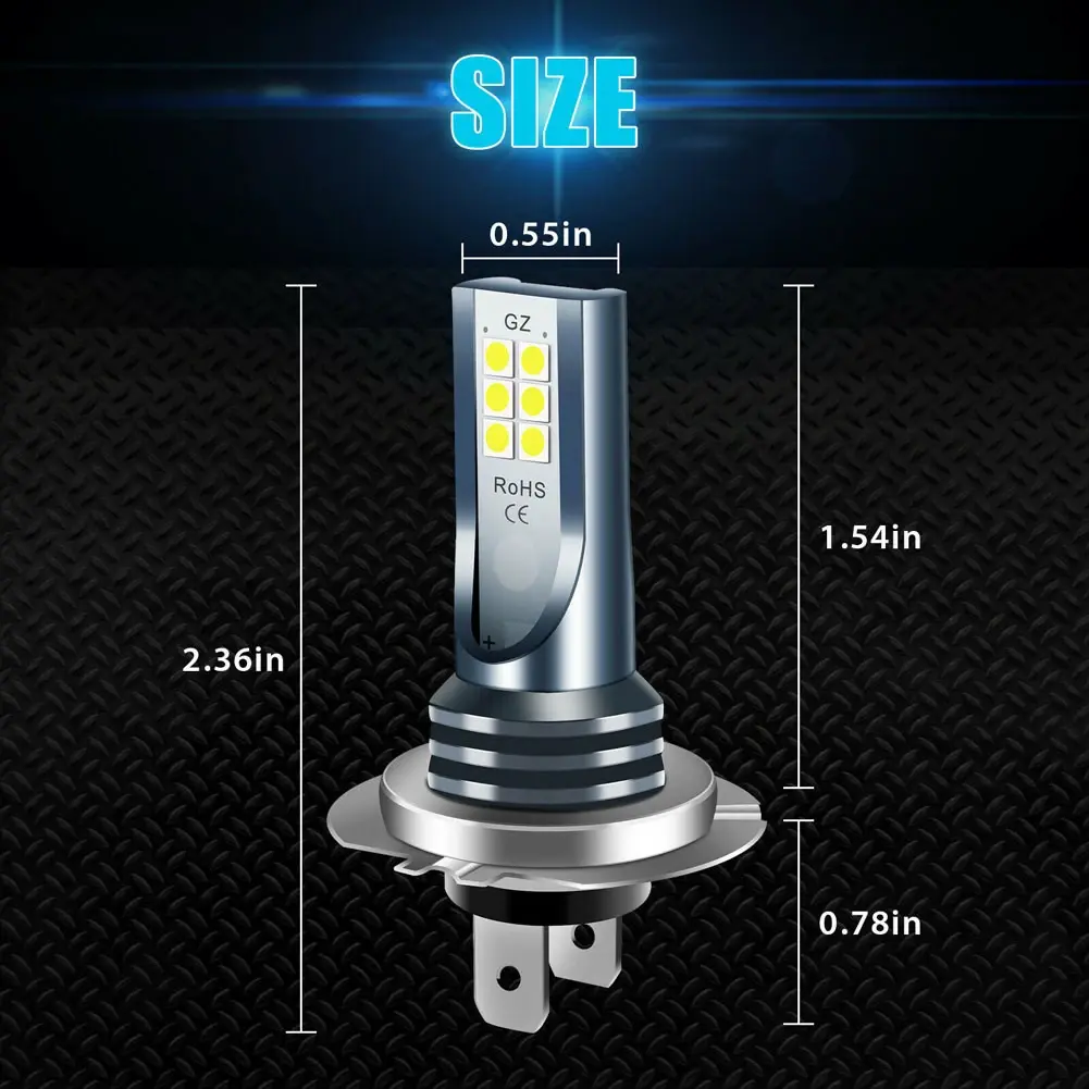 H7 LED Headlight Bulb 12/24V Car Fog Light Bulb 30000LM Car High Low Beam IP67 Waterproof Super Bright Brake Light Car Accessory