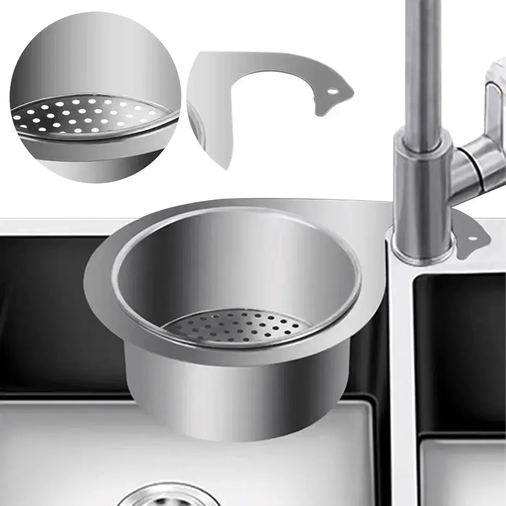 Stainless Steel Swan Sink Strainer Basket Kitchen Sink Garbage Filter Swan Dry And Wet Separation Hook Drain Rack