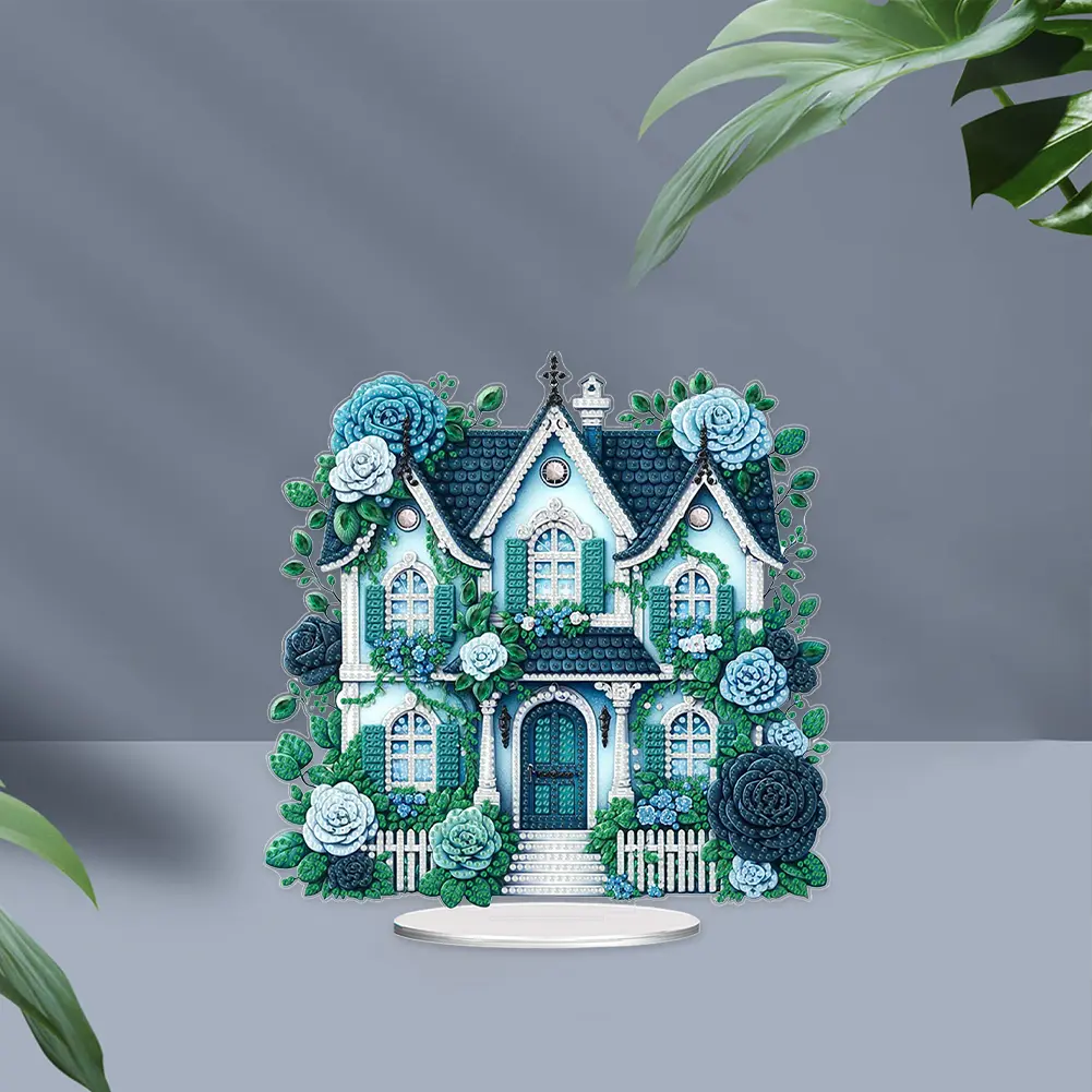 Flower House Diamond Painting Tabletop Ornaments Kit Diamond Painting Desktop Ornaments Kit for Home Office Desktop Decor