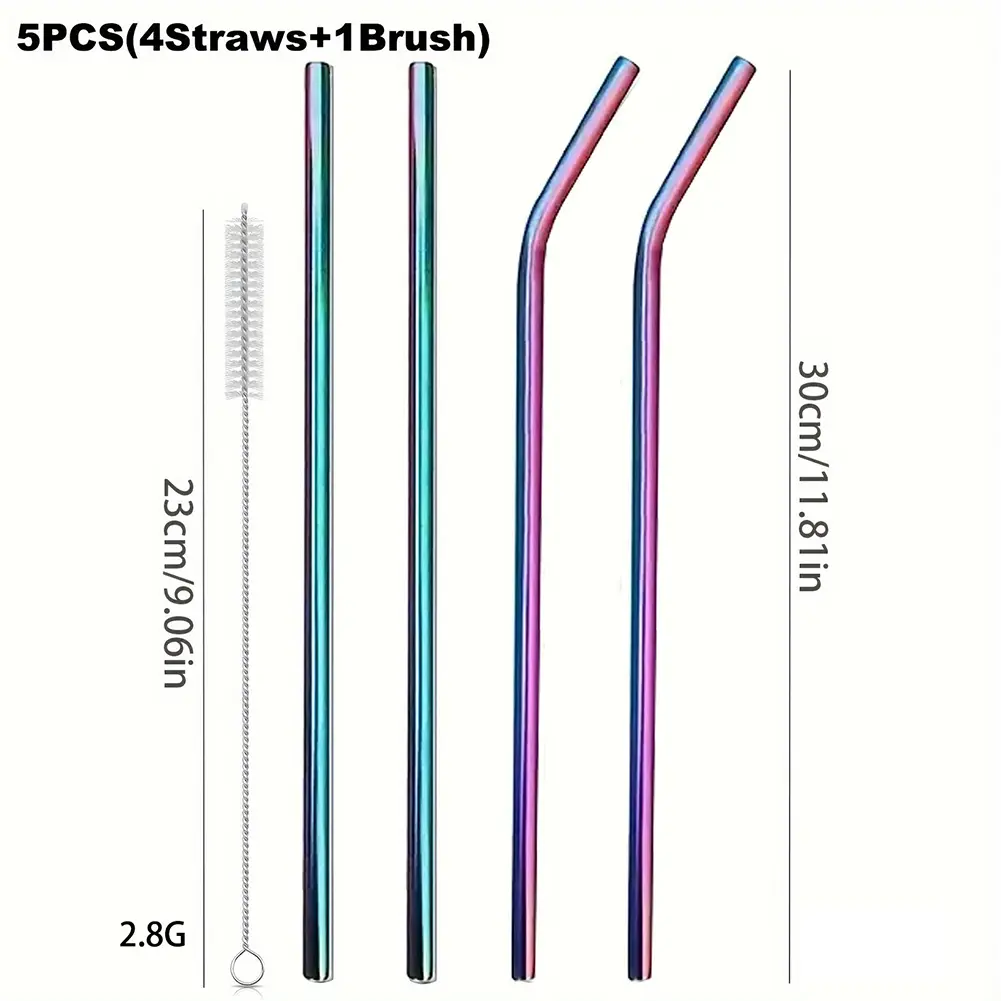 4Pcs Stainless Steel Straw with Straw Brush Replacement Straw Long Straws for Stanley 40oz Cup Accessories