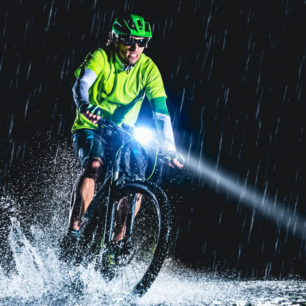 Solar Bicycle Headlight USB Rechargeable Super Bright Bike Light Power Display High Brightness Bike Flashlight for Night Riding