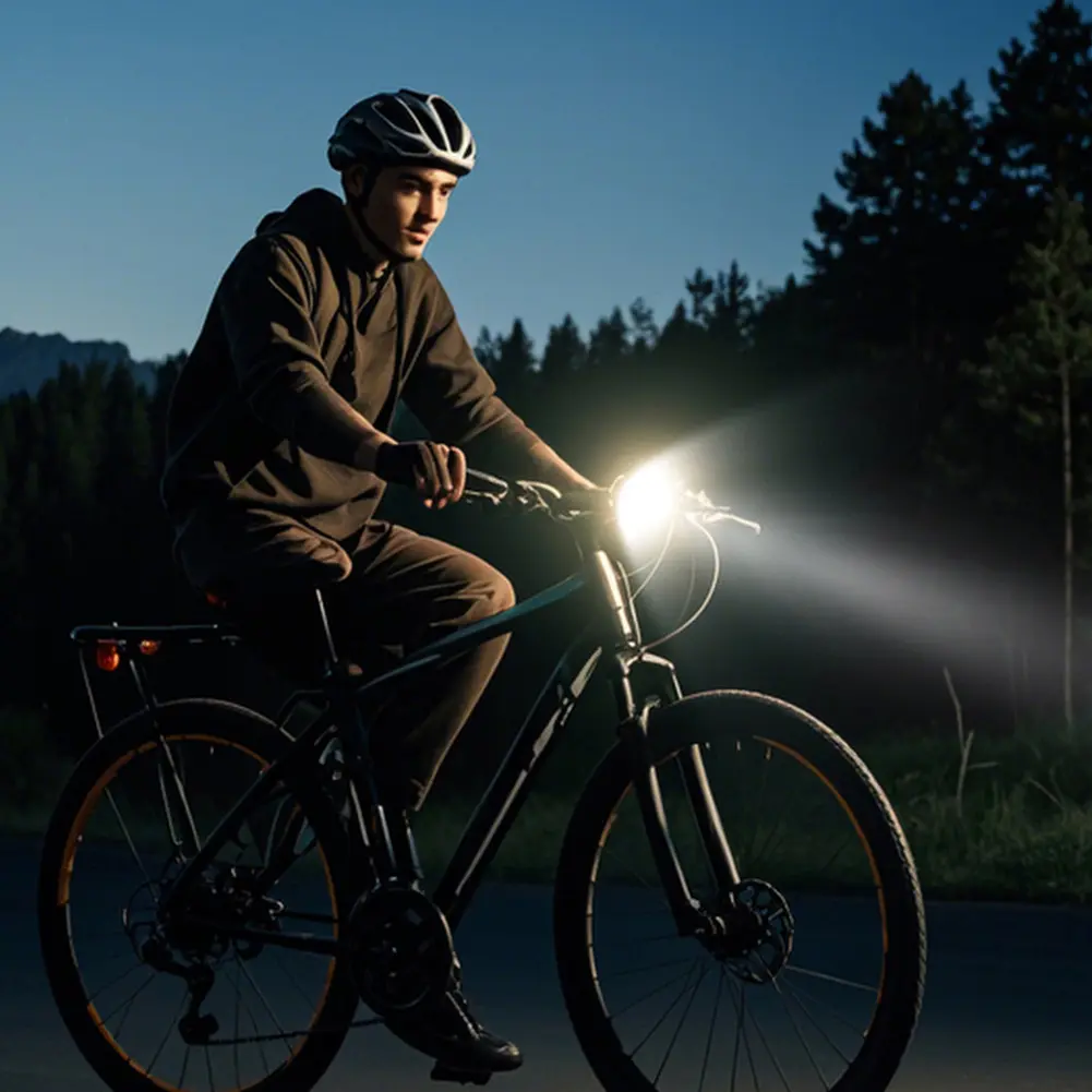 Solar Bicycle Headlight USB Rechargeable Super Bright Bike Light Power Display High Brightness Bike Flashlight for Night Riding