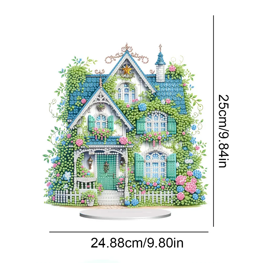 Flower House Diamond Painting Tabletop Ornaments Kit Diamond Painting Desktop Ornaments Kit for Home Office Desktop Decor