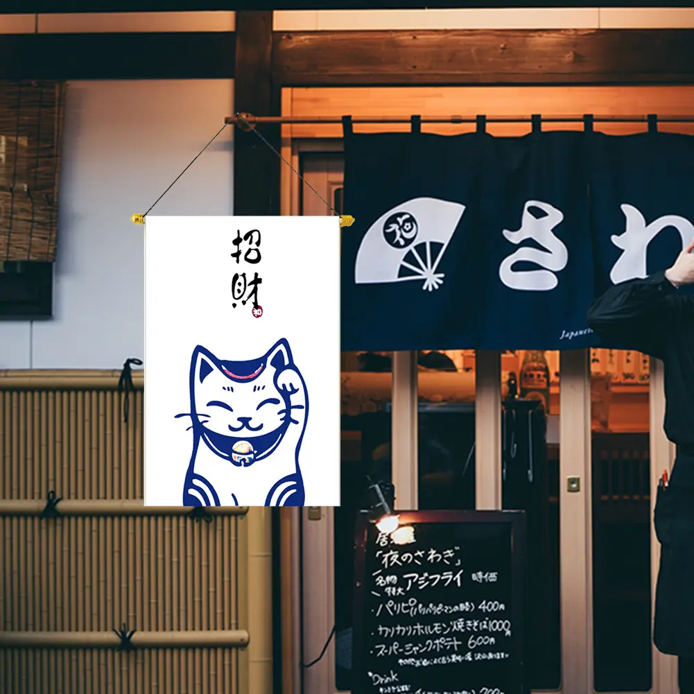 30x45cm Lucky Cat Hanging String Flag Japanese Style Cartoon Decorative Curtain Flag Oxford Cloth Izakaya House Decoration