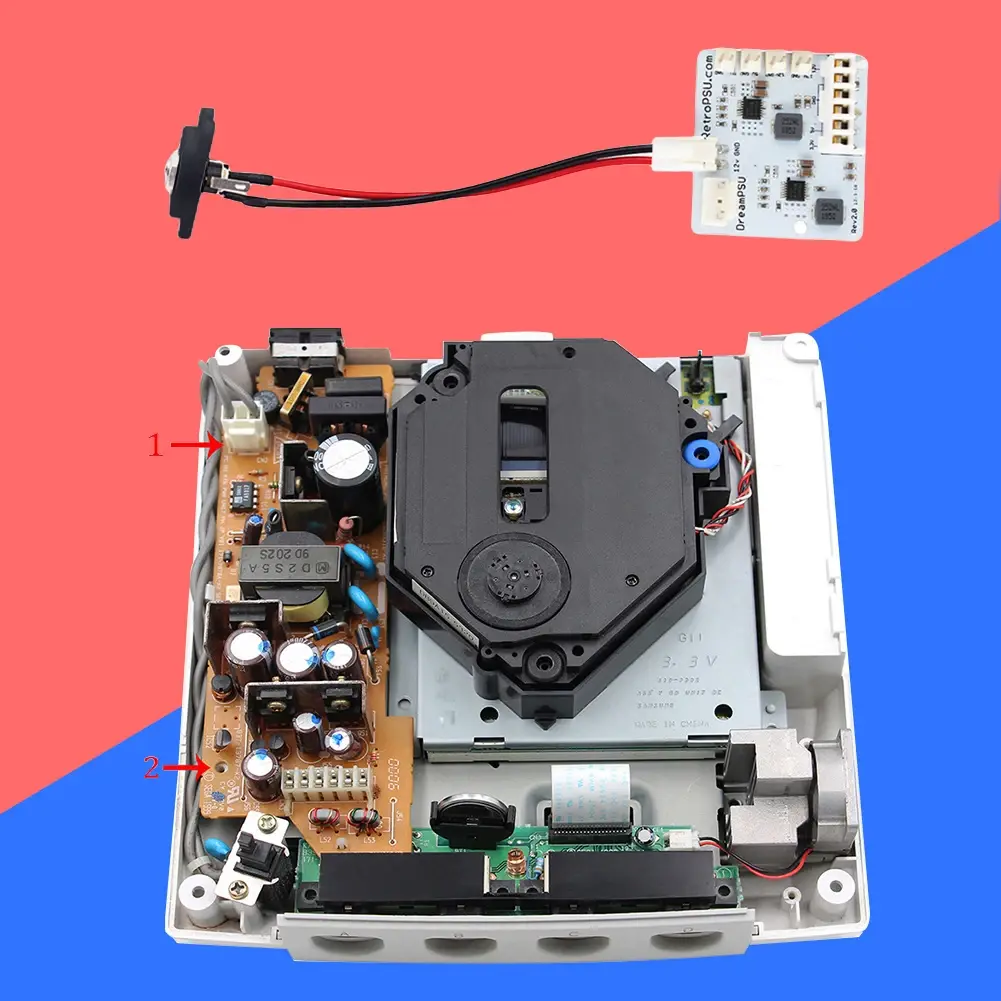 For Sega Dreamcast Rev2.0 DreamPSU 12V Power Supply Board + Power Plug Adapter Replacement Console Power Panel