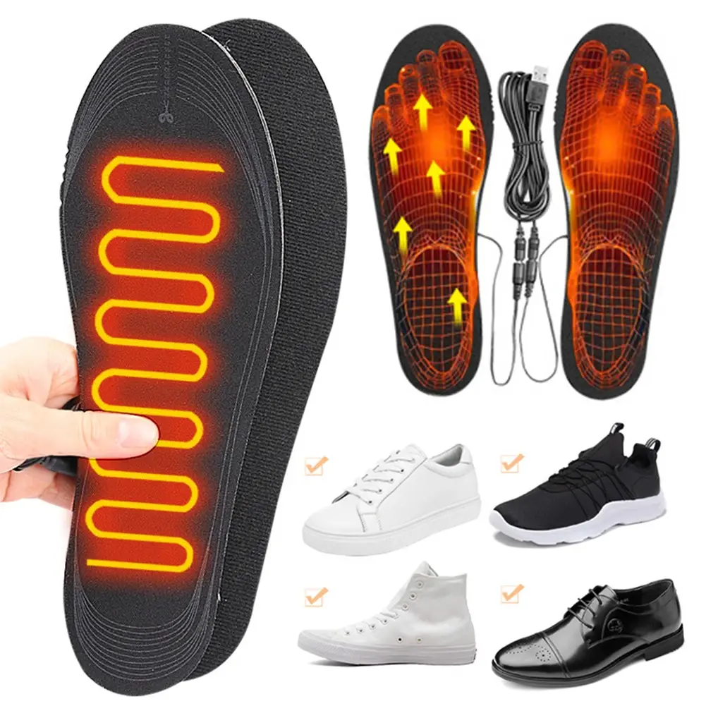 Electric Heated Shoes Pad USB Heated Shoe Insoles EVA Washable Foot Warming Pad for Men Women Winter Camping Fishing